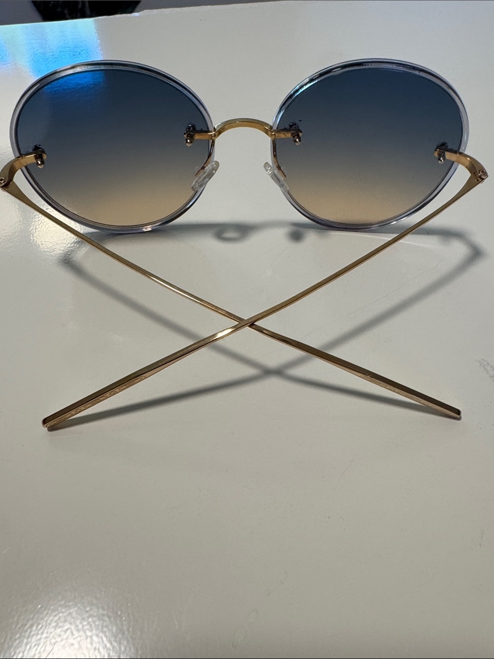 Barton Perreira Rigby Thunder Round Gradient Blue-Brown Women's Sunglasses
